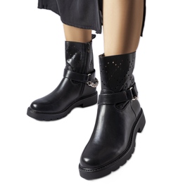 Bottines noires ajourées avec chaîne de Procopio
