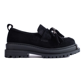 Mocassins à pampilles en daim noir de Shelovet le noir