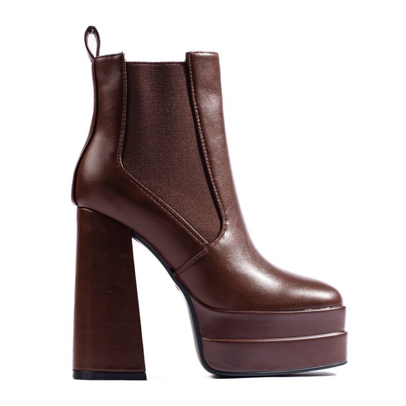Bottines plateforme Shelovet marron avec élastique brun