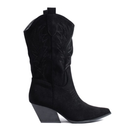 Santiags femme Shelovet en daim noir le noir