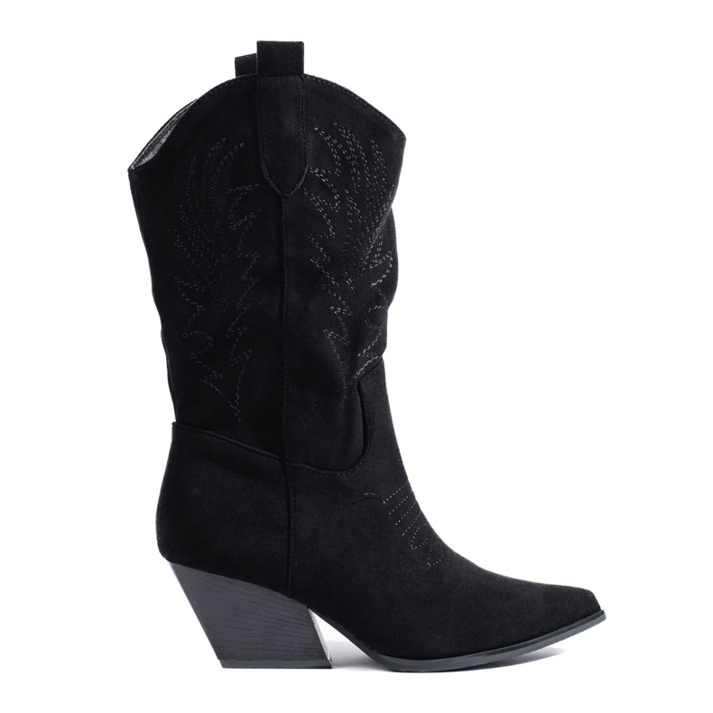 Santiags femme Shelovet en daim noir le noir