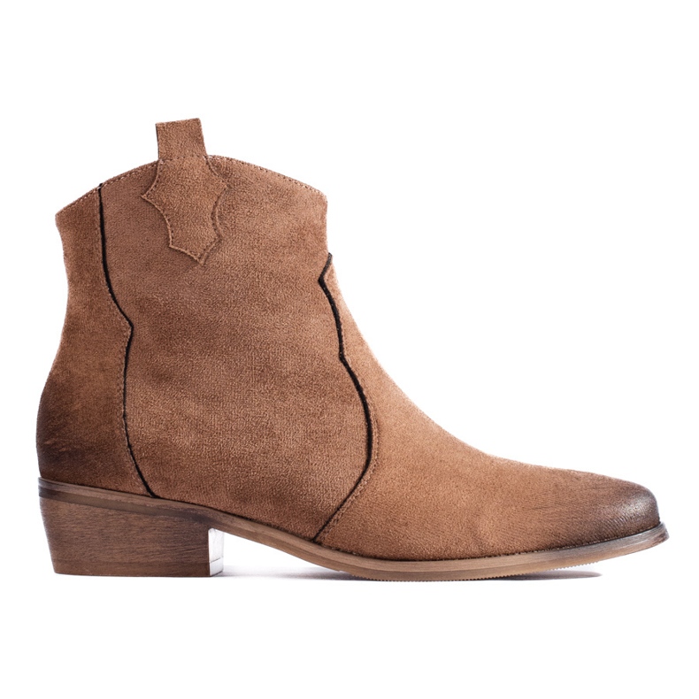 W. Potocki Bottines cowboy basses en daim camel Potocki brun