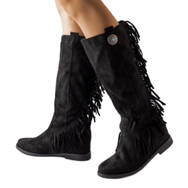 Bottines compensées recouvertes noires de Lecore