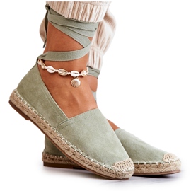 Espadrilles en daim vertes à nouer