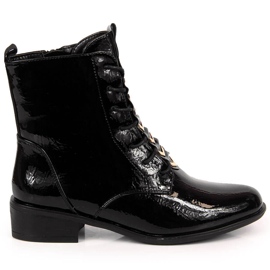 Bottines femme isolées laquées noires Jezzi ASA62-91