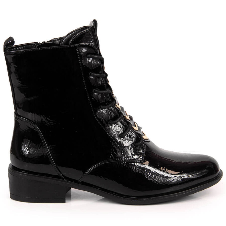 Bottines femme isolées laquées noires Jezzi ASA62-91 le noir