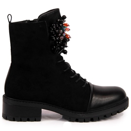 Bottes femme avec perles isolées noir Jezzi RMR2071-15 le noir