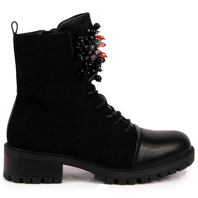 Bottes femme avec perles isolées noir Jezzi RMR2071-15 le noir