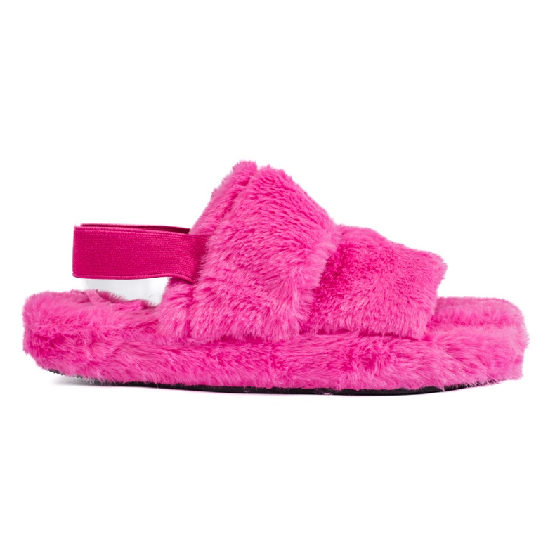Chaussons fourrure femme fuchsia Shelovet rose