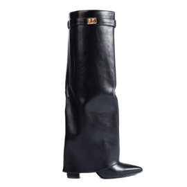 Bottines à talons hauts Shelovet noires avec tige retroussée