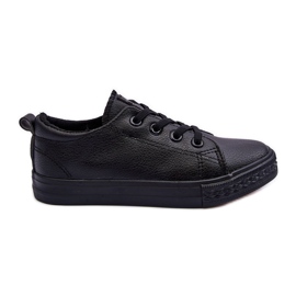PE1 Baskets Enfant En Cuir Noir Poliana le noir