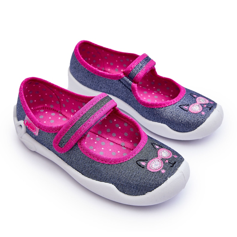 BEFADO S.A. Chaussons Ballerines Enfant Brillant Befado 114X422 Bleu Marine et Rose