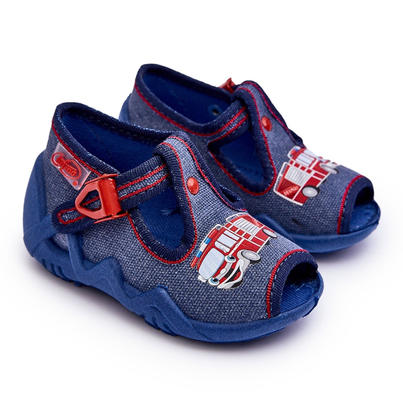 BEFADO S.A. Sandales pour enfants, chaussons Befado, camion de pompiers 217P118, bleu BEFADO S.A. Sandales pour enfants, chaussons Befado, camion de pompiers 217P118, bleu