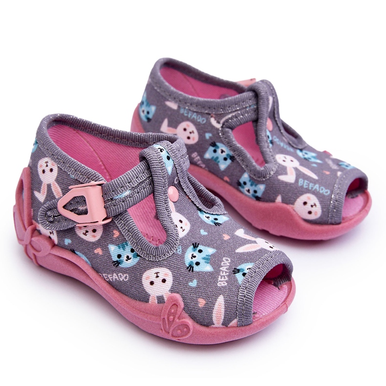 BEFADO S.A. Befado 213P139 Sandales Chaussons Lapin, Gris et Rose BEFADO S.A. Befado 213P139 Sandales Chaussons Lapin, Gris et Rose