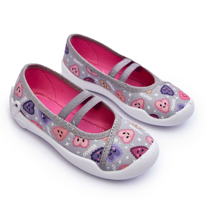 BEFADO S.A. Befado Chaussons Ballerines Coeur 116X319 Gris et Rose