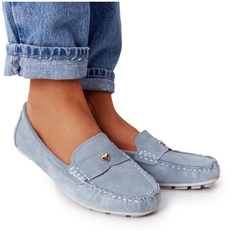 S.Barski Mocassins Femme en Daim S. Barski Bleu