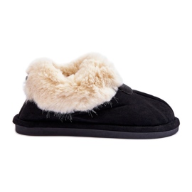 FB3 Chaussons Femme Avec Fourrure Noir Lanoze