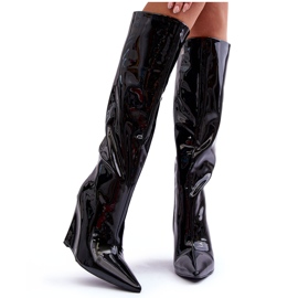 Bottes compensées vernies noires Delinn le noir
