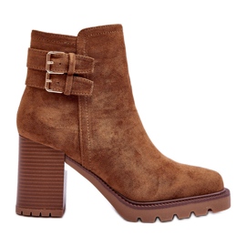 Bottes à talons hauts en daim marron Makeline brun