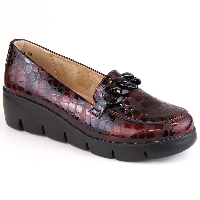 Chaussures compensées pour femmes Filippo DP4128 en cuir bordeaux rouge