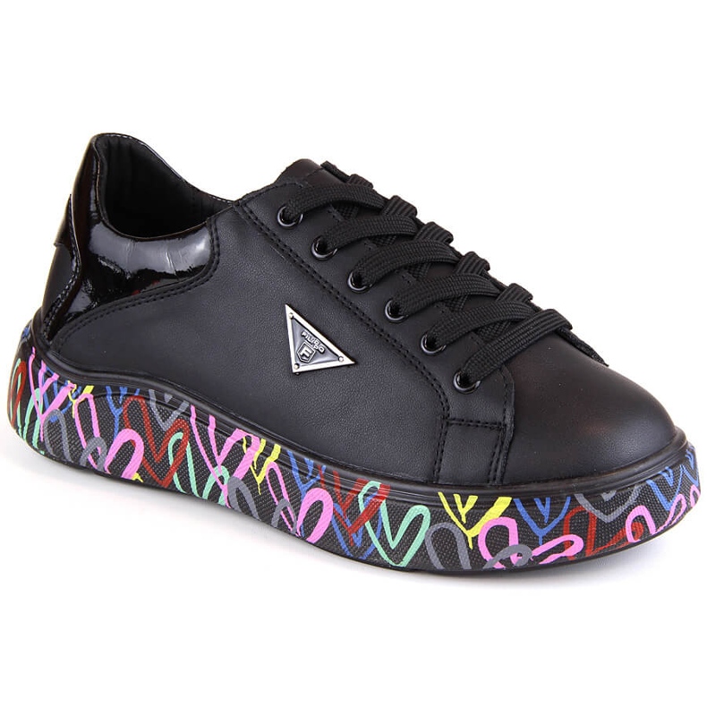 Chaussures en cuir pour femmes sur plateforme noire colorée Filippo DP4480 le noir