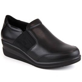 Chaussures compensées pour femmes avec zircon cubique, noir Sergio Leone PB225 le noir