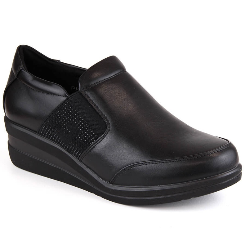 Chaussures compensées pour femmes avec zircon cubique, noir Sergio Leone PB225 le noir