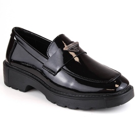 Chaussures slip-on femme en cuir verni noir Filippo DP4710 le noir