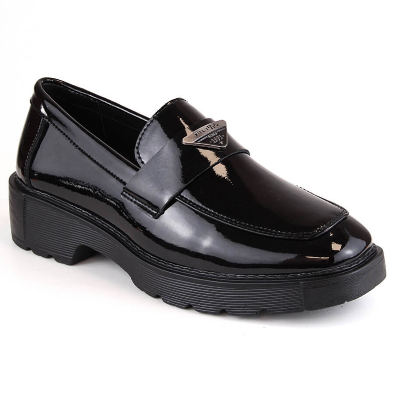 Chaussures slip-on femme en cuir verni noir Filippo DP4710 le noir