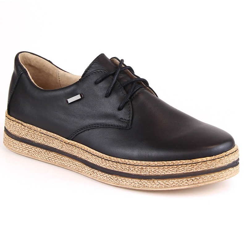Chaussures confortables en cuir pour femmes sur plateforme noire, Helios 380.011 beige