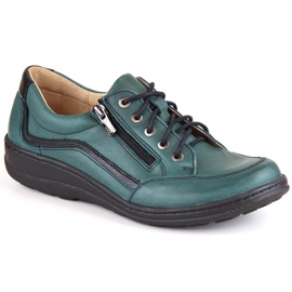 Chaussures confortables en cuir pour femmes, vertes Helios 411