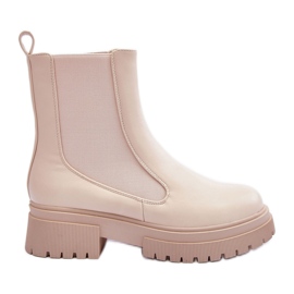 Bottines Chelsea Classiques En Cuir Beige Isminna
