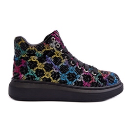 Chaussures de sport sur la plateforme strass GOE MM2N4009 noir