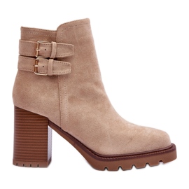 Bottes à Talons Hauts en Daim Beige Makeline