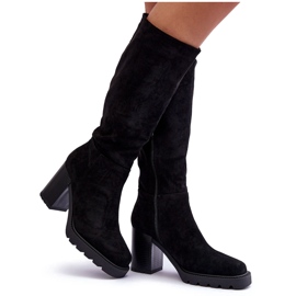 FJ1 Bottes en daim Virdana noires à talons massifs le noir