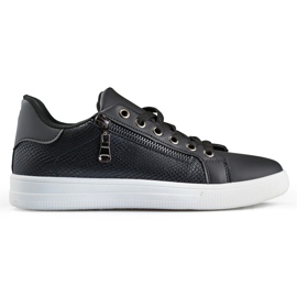 Chaussures de sport noires avec fermeture éclair décorative le noir Chaussures de sport noires avec fermeture éclair décorative le noir