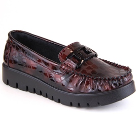 Chaussures en cuir, mocassins pour femmes sur la plateforme bordeaux Filippo DP3334 noir