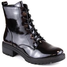 Bottes isolées en cuir verni pour femme, noir Vinceza 10662