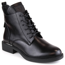 Bottines isolées à talons plats pour femme, noires Vinceza 58167