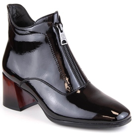 Bottines à talons hauts en cuir verni pour femme avec fermeture éclair, noir Vinceza 58120
