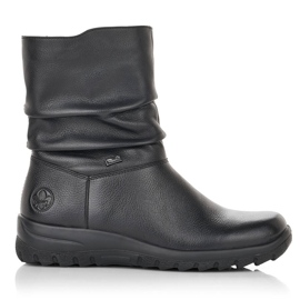 Bottines femme en cuir imperméable isolées avec de la laine Rieker Tex Z7193-00 le noir