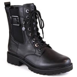Bottes isolées confortables en cuir pour femme, noir Remonte D8668-00 le noir