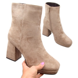 Bottines femme en daim beige Jezzi RMR2288-2