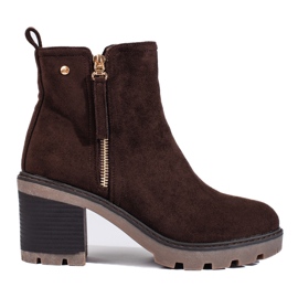 Bottines en daim marron à talon large de Vinceza brun
