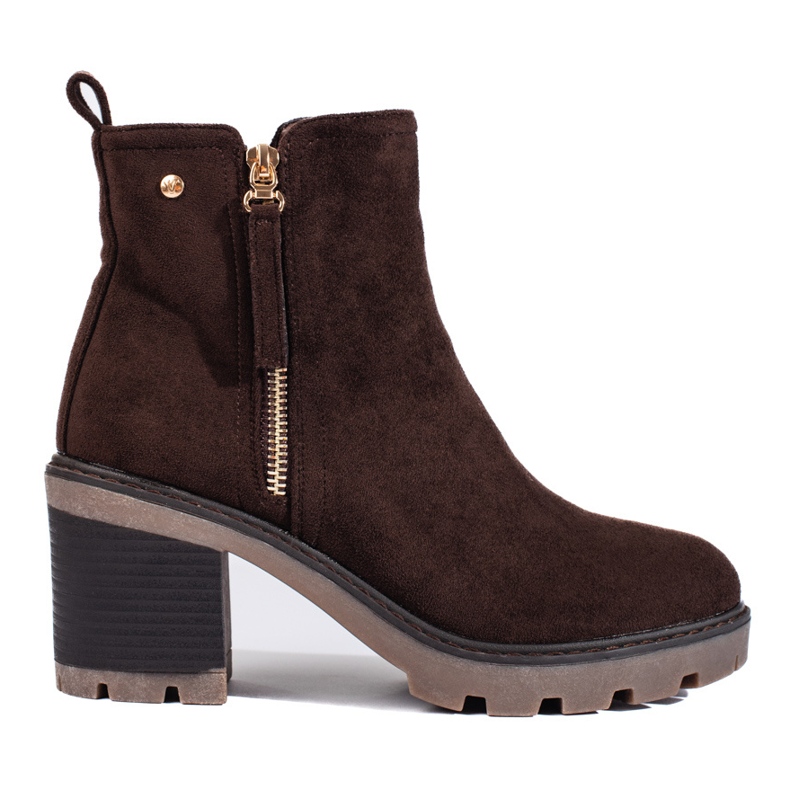 Bottines en daim marron à talon large de Vinceza brun