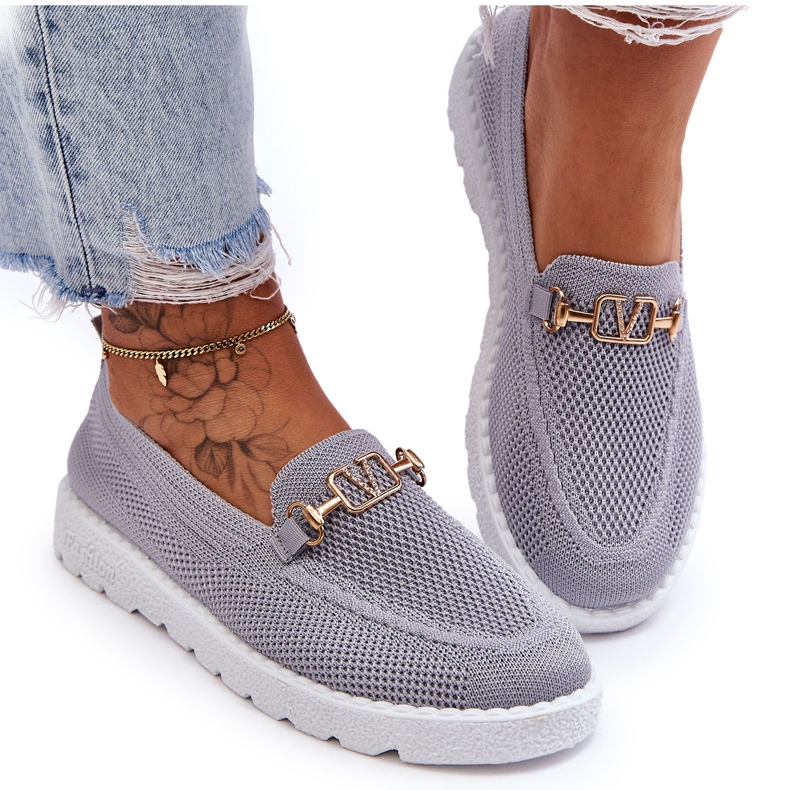 PM1 Baskets ornées à enfiler pour femmes Gris Alena