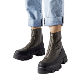 Bottines massives vert foncé avec fermeture éclair Morley