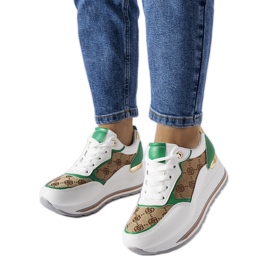 Inna Baskets compensées blanches et vertes Rouxi