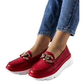 Mocassins rouges avec chaîne Vinceza Mocassins rouges avec chaîne Vinceza