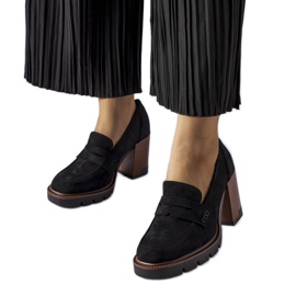 Escarpins noirs avec empiècement en cuir de Vinceza le noir